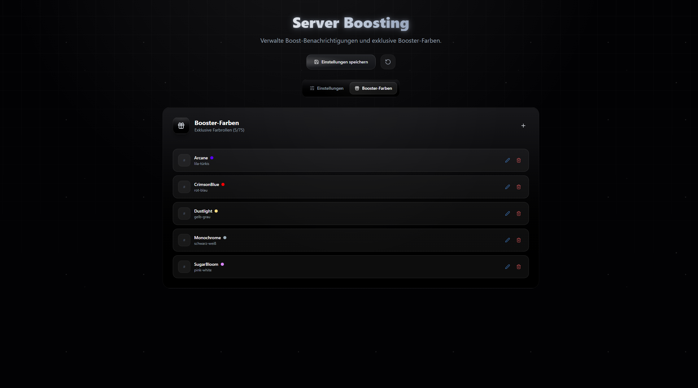 Booster List & Colors 1